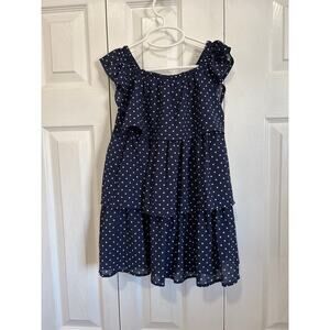 Janie and Jack Navy Polka Dot Tiered Dress, Girls Size 5